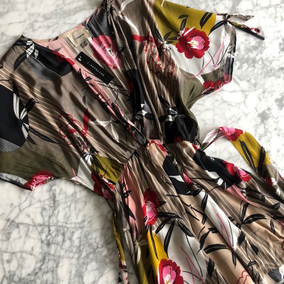 NWT I.Madeline Floral Stripped Wrap Dress - Picture 7 of 7